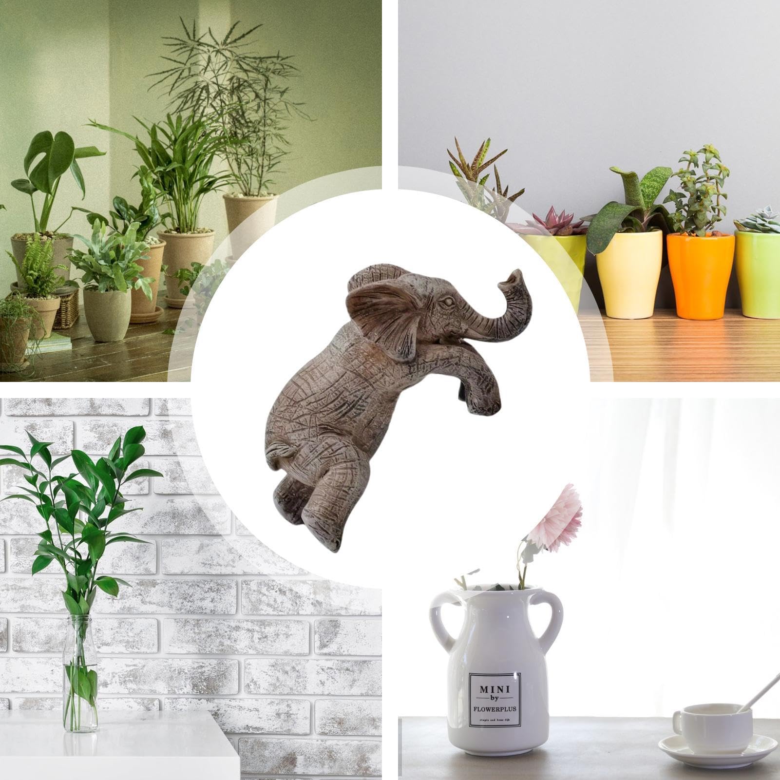 Amazon.co.jp: 象の樹脂プランターエッジ装飾、象の花のプランター置物